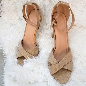 SugarLove Champagne Gold Shimmer Metallic Sparkle Heels